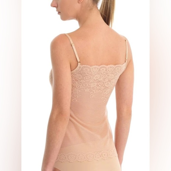 Commando Ivory Beige Nude Tulip Lace & Mesh Camisole Layering Top EUC Size S/M - Picture 2 of 12